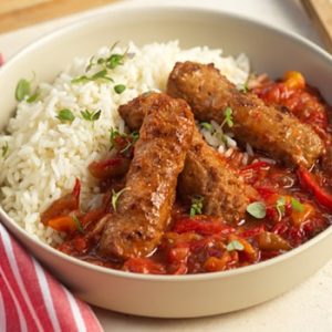 Cevapcici mit Letscho und Reis